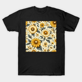 Yellow Floral Motif T-Shirt